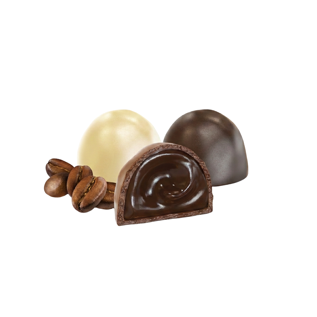 Coffee chocolate pralines with coffee beans
